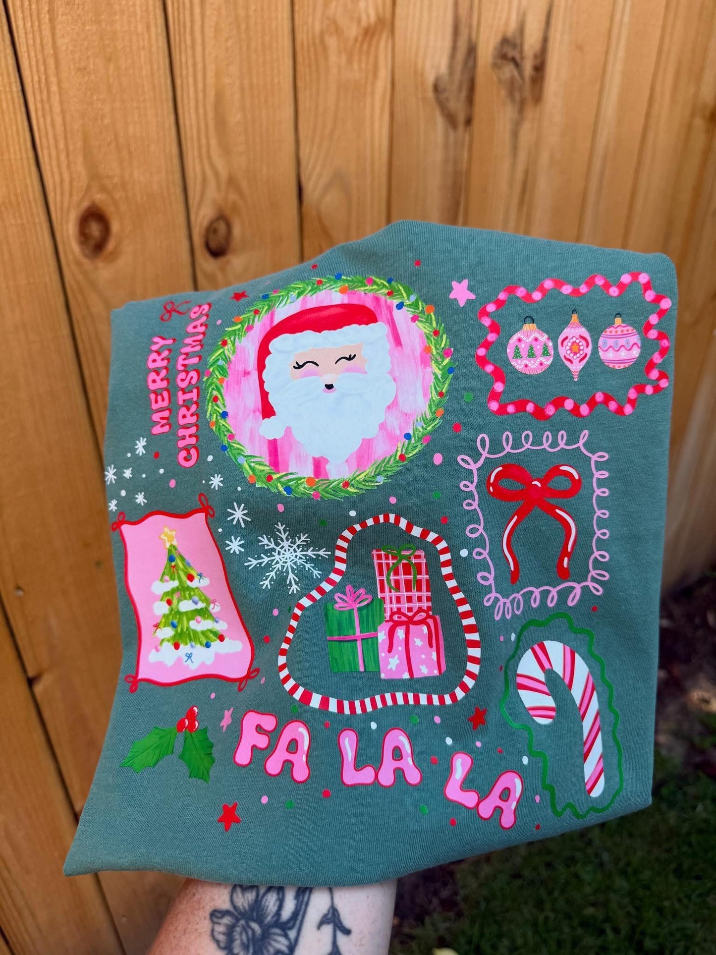 Preppy Pink Christmas Doodle